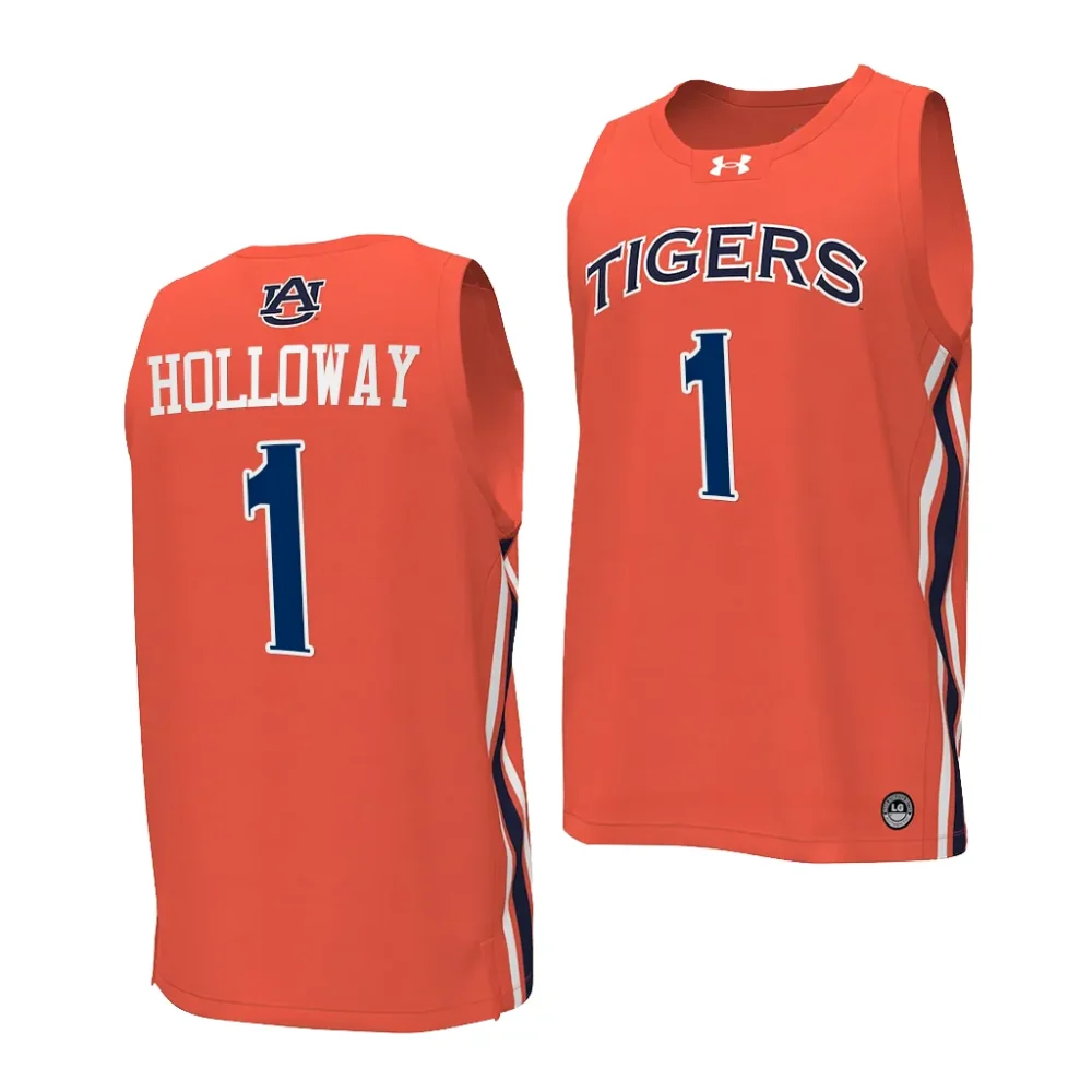 Auburn Tigers Aden Holloway Men's #1 Orange 2023-24 Stitched College Basketball Jersey