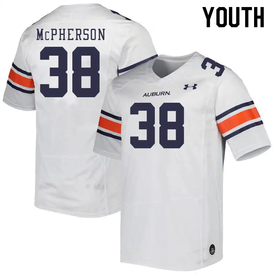 Auburn Tigers Alex McPherson Youth #38 White Stitched College Football Jersey