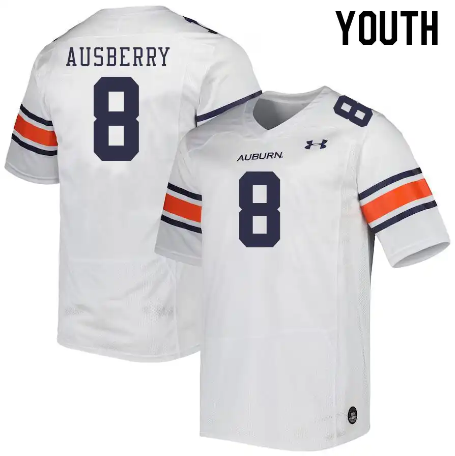 Auburn Tigers Austin Ausberry Youth #8 White Stitched College Football Jersey