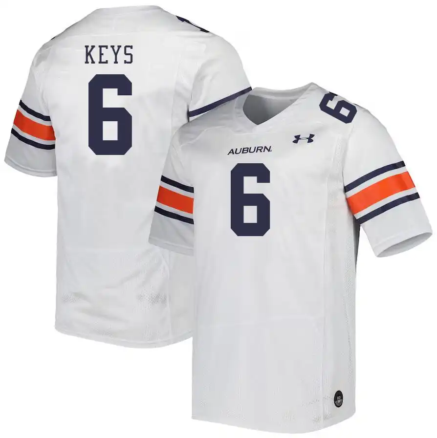 Auburn Tigers Austin Keys Men's #6 White Stitched College Football Jersey