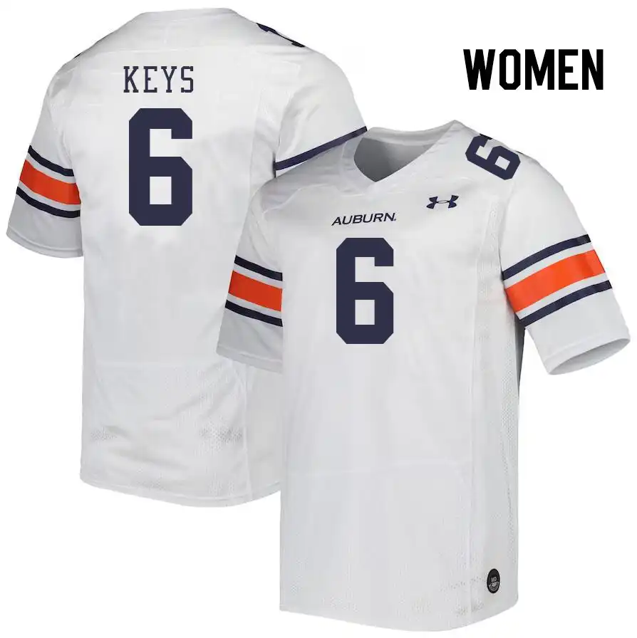 Auburn Tigers Austin Keys Women's #6 White Stitched College Football Jersey