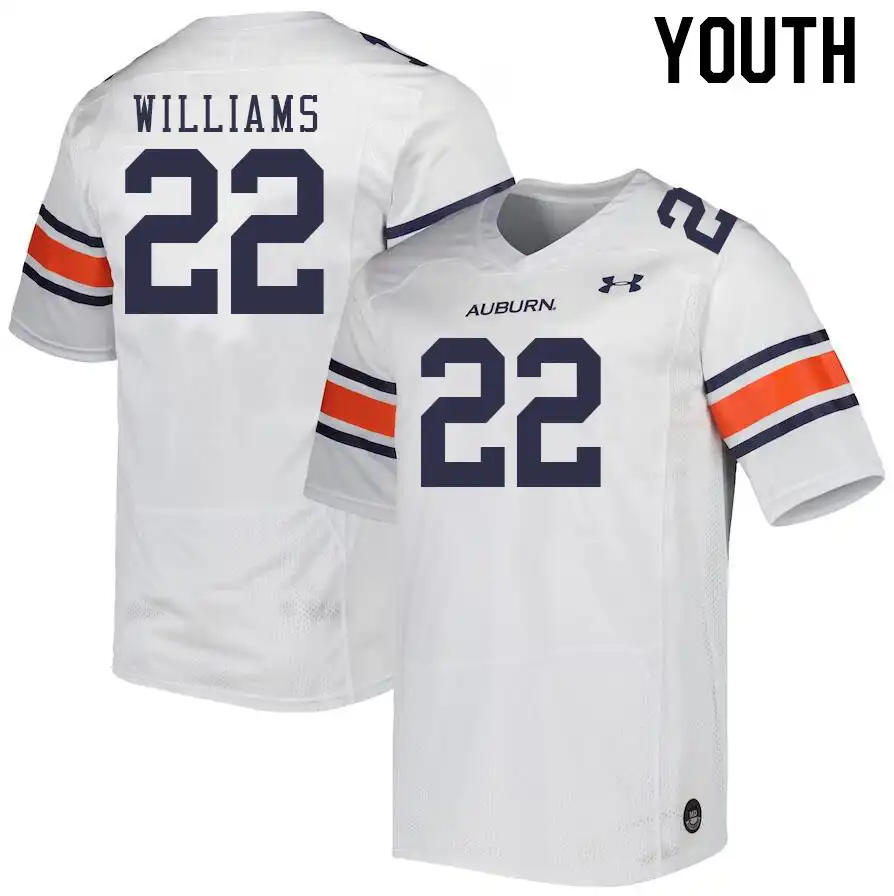 Auburn Tigers Brenton Williams Youth #22 White Stitched College Football Jersey