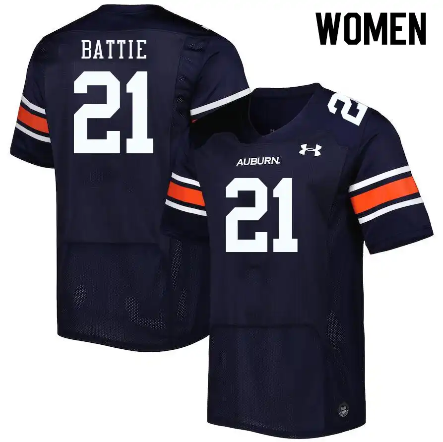 Auburn Tigers Brian Battie Women's #21 Navy Stitched College Football Jersey