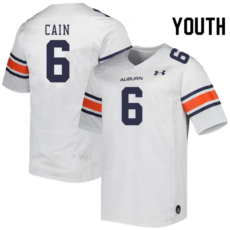 Auburn Tigers Bryce Cain Youth #6 White Stitched College Football Jersey