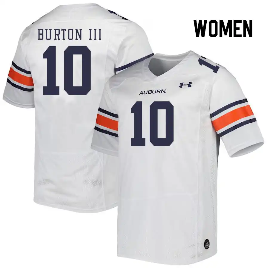 Auburn Tigers Caleb Burton III Women's #10 White Stitched College Football Jersey