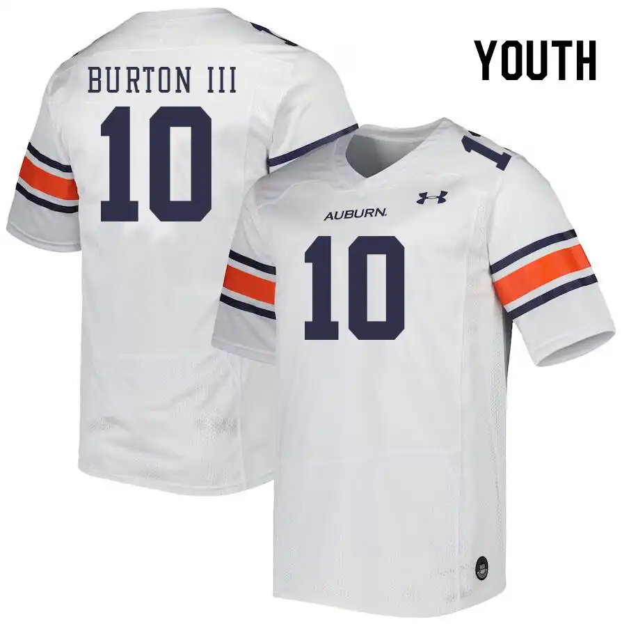 Auburn Tigers Caleb Burton III Youth #10 White Stitched College Football Jersey