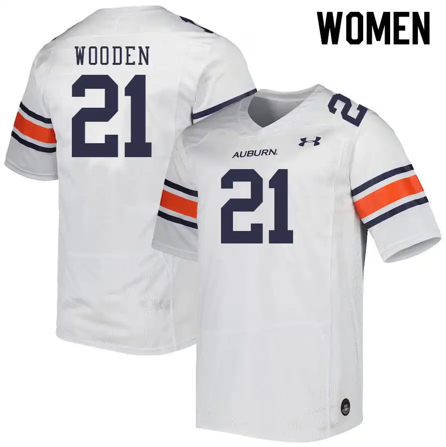 Auburn Tigers Caleb Wooden Women's #21 White Stitched College Football Jersey