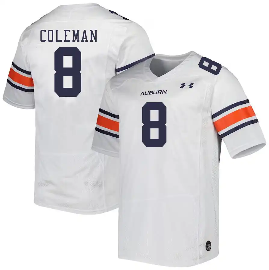 Auburn Tigers Cam Coleman Men's #8 White Stitched College Football Jersey