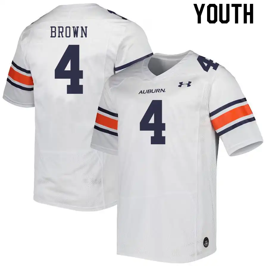 Auburn Tigers Camden Brown Youth #4 White Stitched College Football Jersey