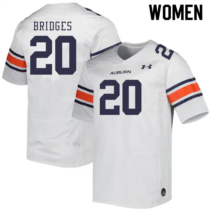 Auburn Tigers Cayden Bridges Women's #20 White Stitched College Football Jersey