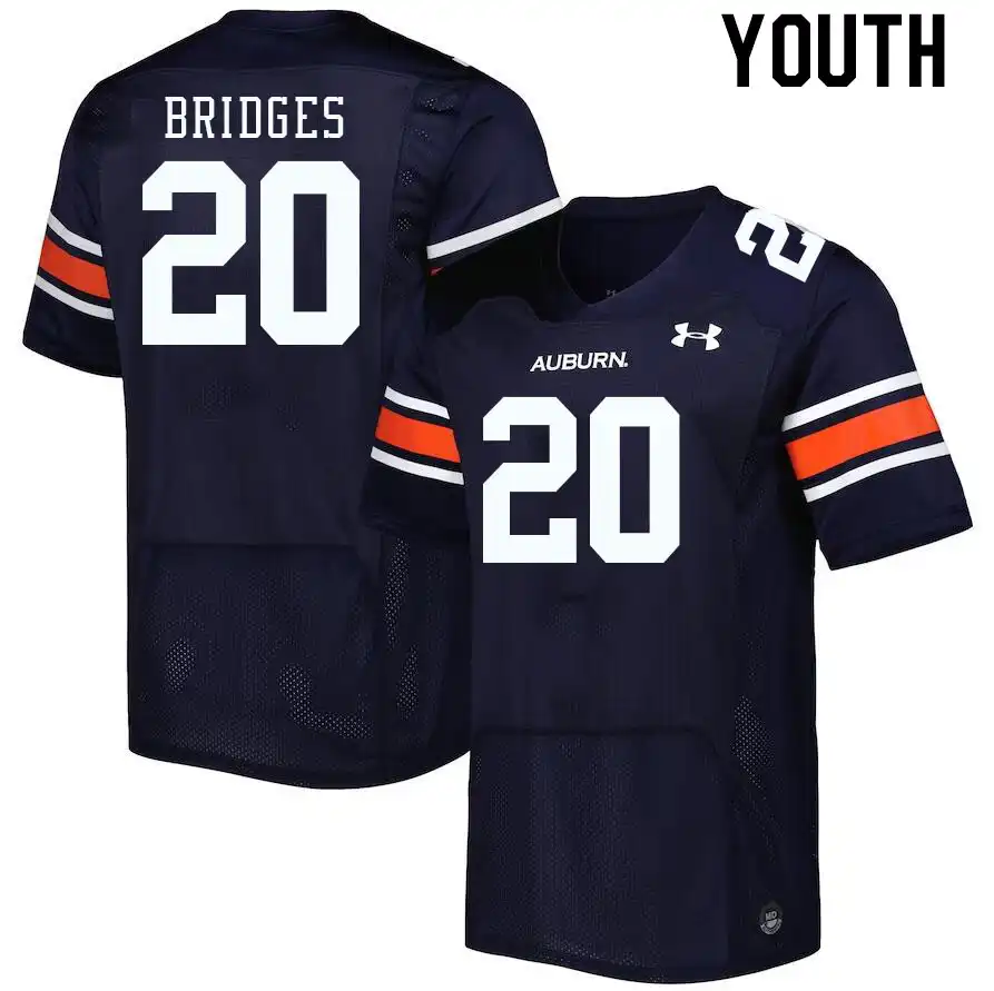 Auburn Tigers Cayden Bridges Youth #20 Navy Stitched College Football Jersey