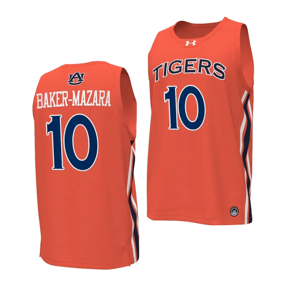 Auburn Tigers Chad Baker-Mazara Men's #10 Orange 2023-24 Stitched College Basketball Jersey