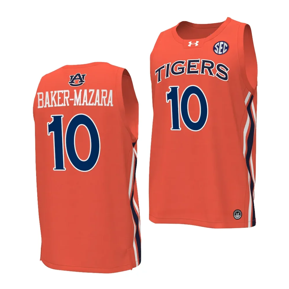 Auburn Tigers Chad Baker-Mazara Men's #10 Orange Stitched College Basketball Jersey