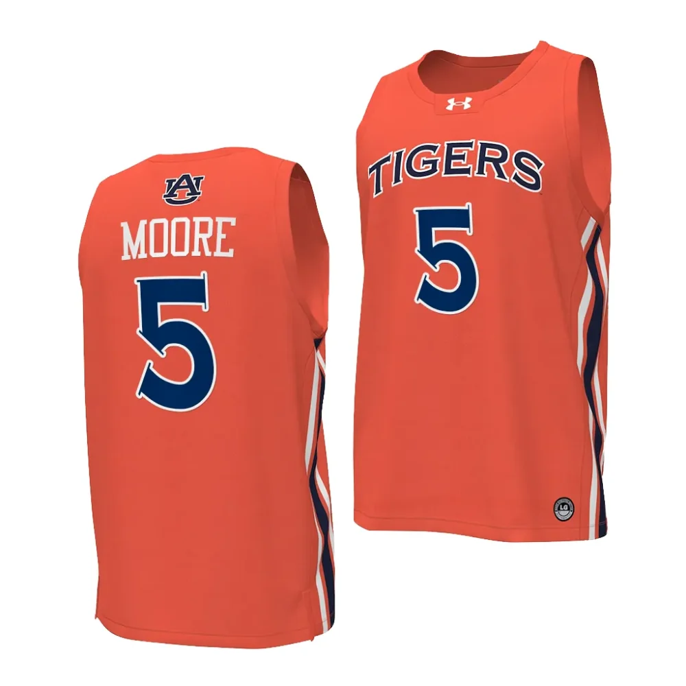 Auburn Tigers Chris Moore Men's #5 Orange 2023-24 Stitched College Basketball Jersey