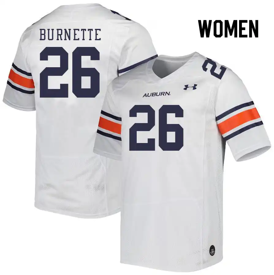 Auburn Tigers Christian Burnette Women's #26 White Stitched College Football Jersey