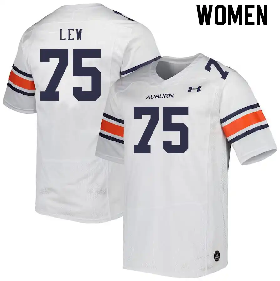 Auburn Tigers Connor Lew Women's #75 White Stitched College Football Jersey