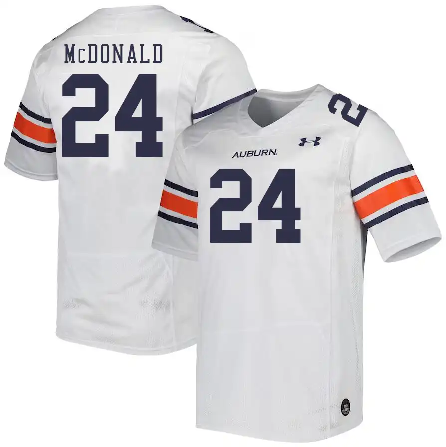 Auburn Tigers Craig McDonald Men's #24 White Stitched College Football Jersey