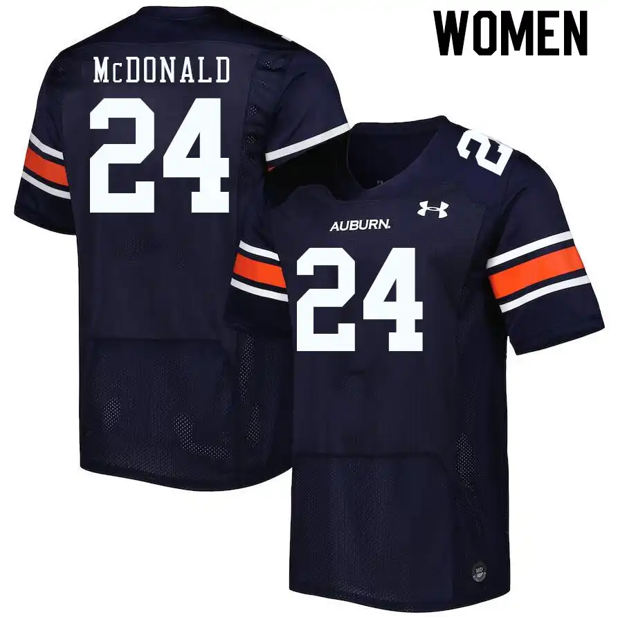 Auburn Tigers Craig McDonald Women's #24 Navy Stitched College Football Jersey