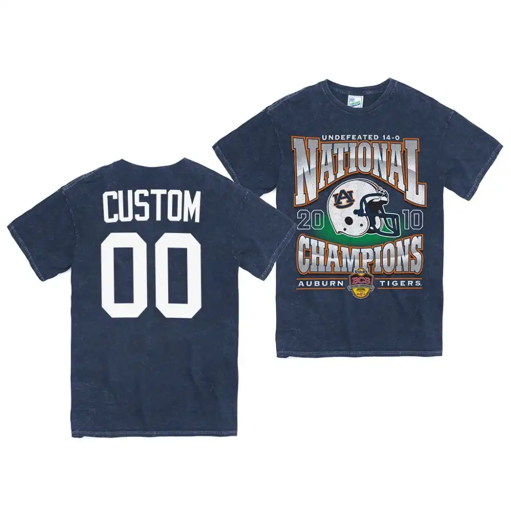 Auburn Tigers Custom Men's #00 Navy 2010 National Champs Rocker Vintage Tubular Stitched College Football T-Shirt