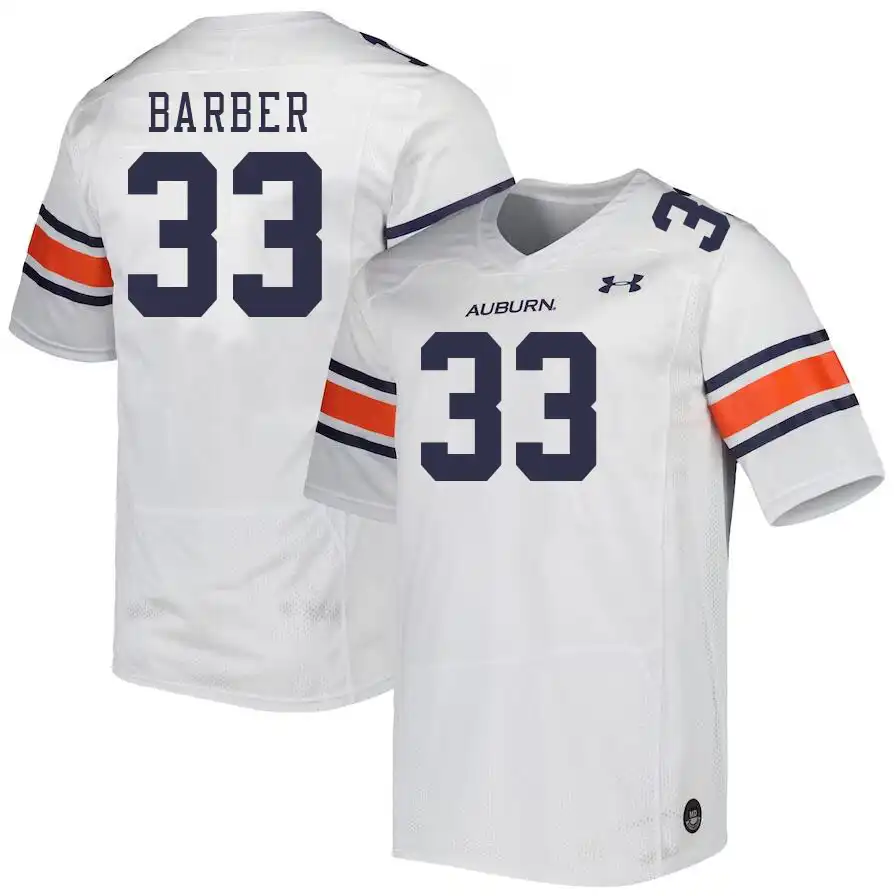 Auburn Tigers D.J. Barber Men's #33 White Stitched College Football Jersey