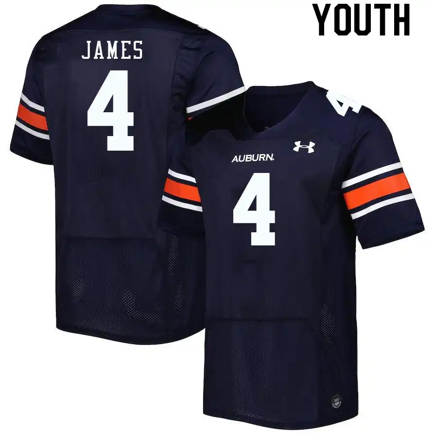 Auburn Tigers D.J. James Youth #4 Navy Stitched College Football Jersey