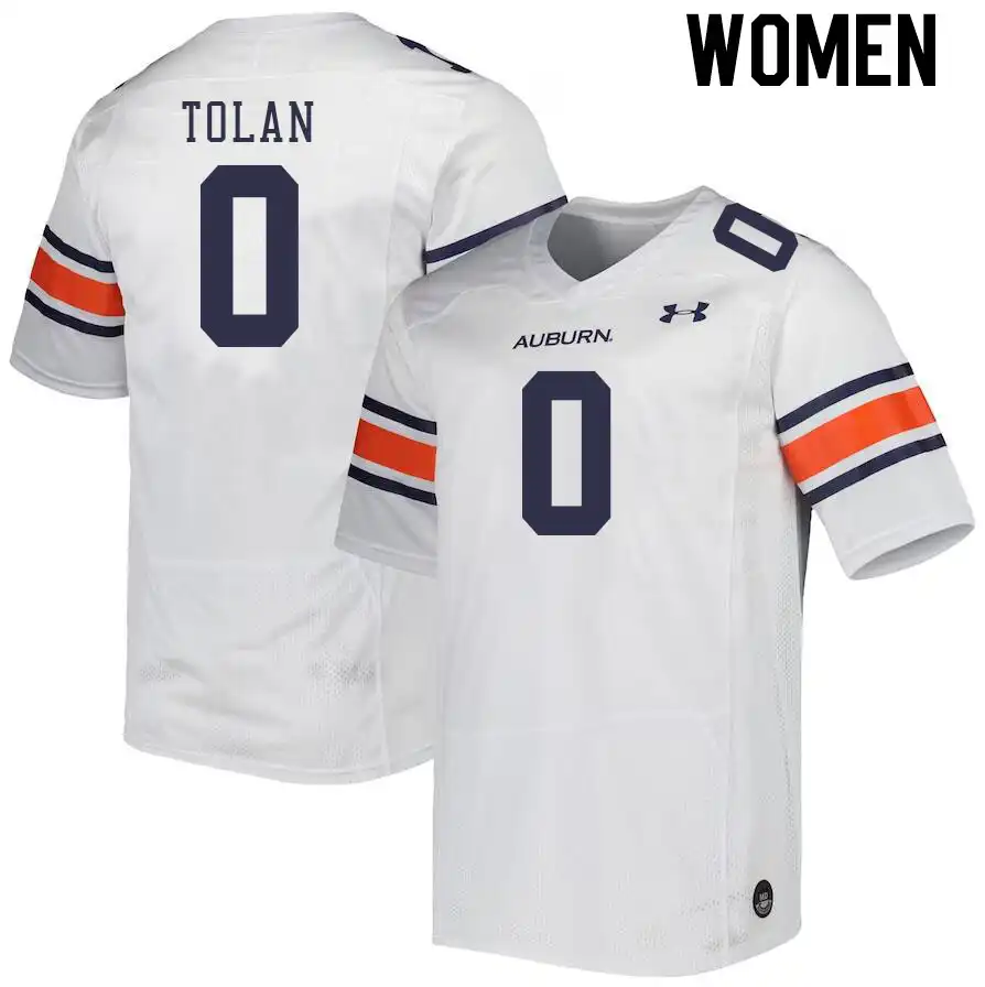 Auburn Tigers DeMario Tolan Women's #0 White Stitched College Football Jersey