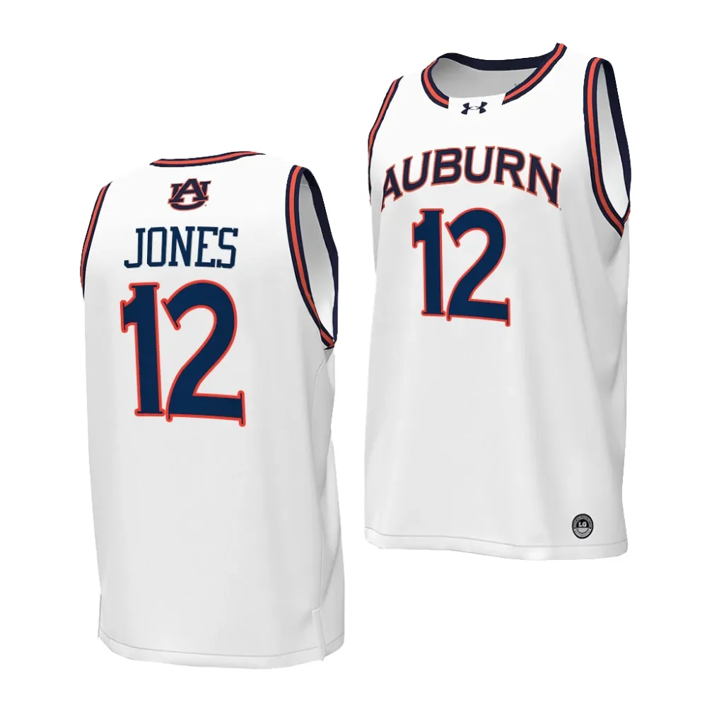 Auburn Tigers Denver Jones Men's #12 White 2023-24 Stitched College Basketball Jersey