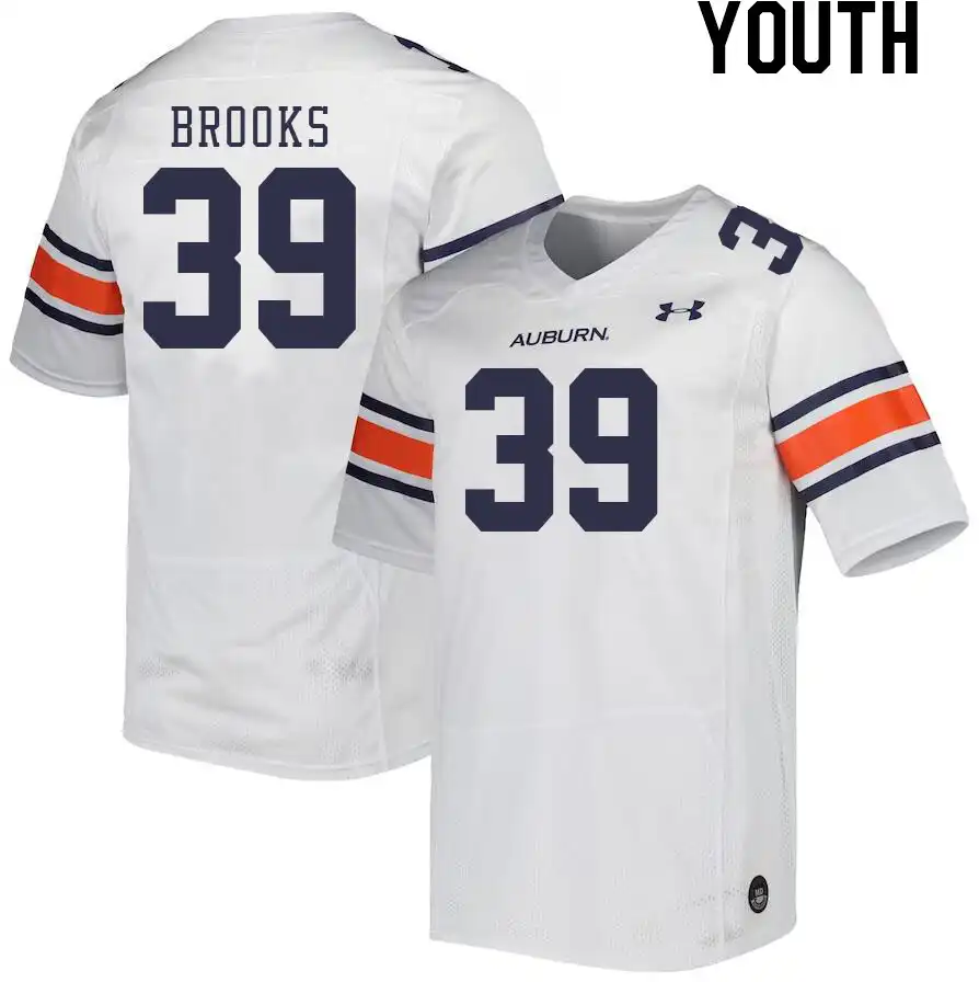 Auburn Tigers Dylan Brooks Youth #39 White Stitched College Football Jersey