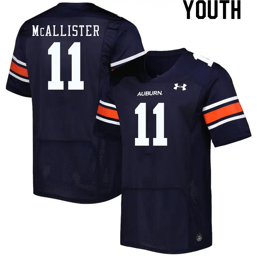 Auburn Tigers Elijah McAllister Youth #11 Navy Stitched College Football Jersey