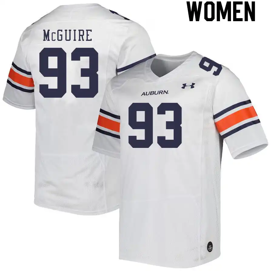 Auburn Tigers Evan McGuire Women's #93 White Stitched College Football Jersey