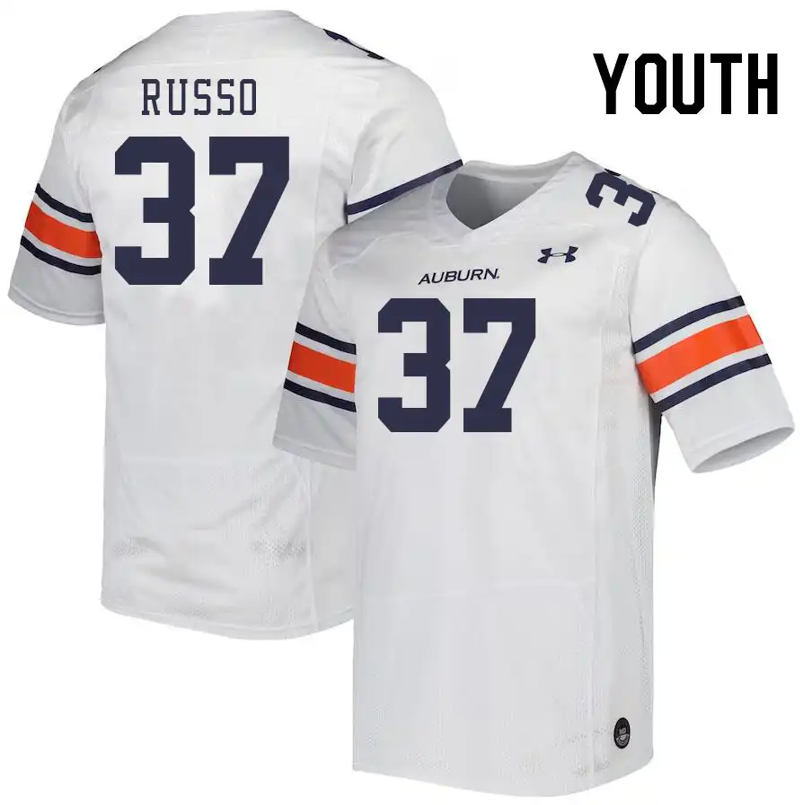 Auburn Tigers Gabe Russo Youth #37 White Stitched College Football Jersey