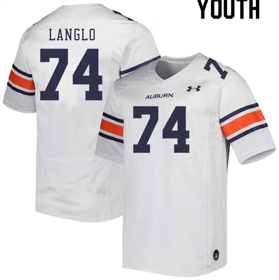 Auburn Tigers Garner Langlo Youth #74 White Stitched College Football Jersey