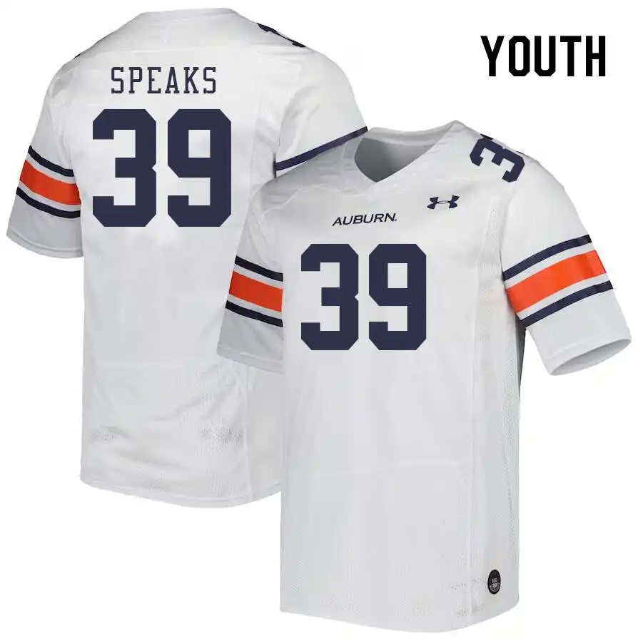 Auburn Tigers Griffin Speaks Youth #39 White Stitched College Football Jersey