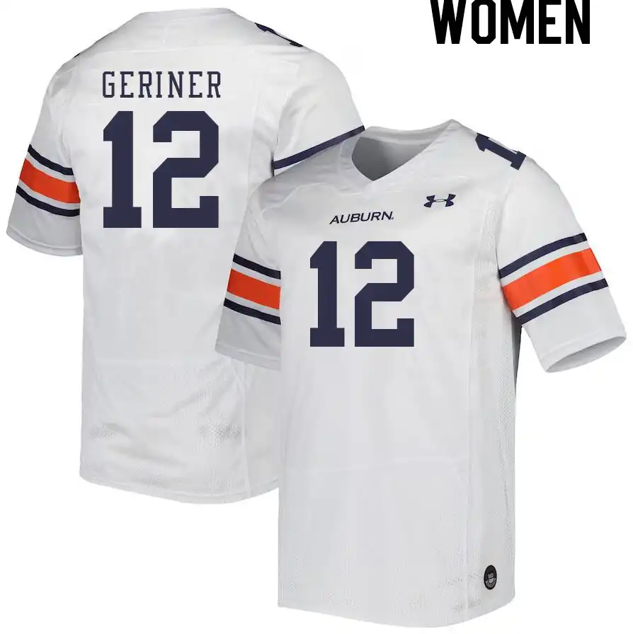 Auburn Tigers Holden Geriner Women's #12 White Stitched College Football Jersey