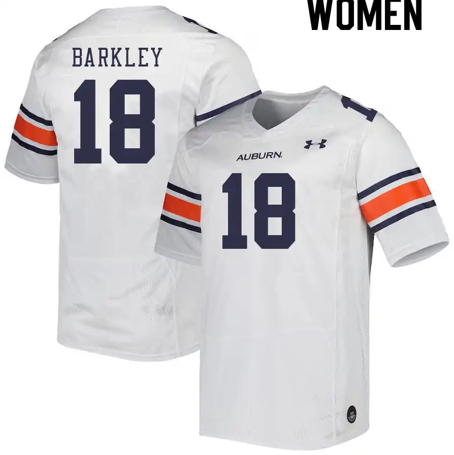 Auburn Tigers Jackson Barkley Women's #18 White Stitched College Football Jersey