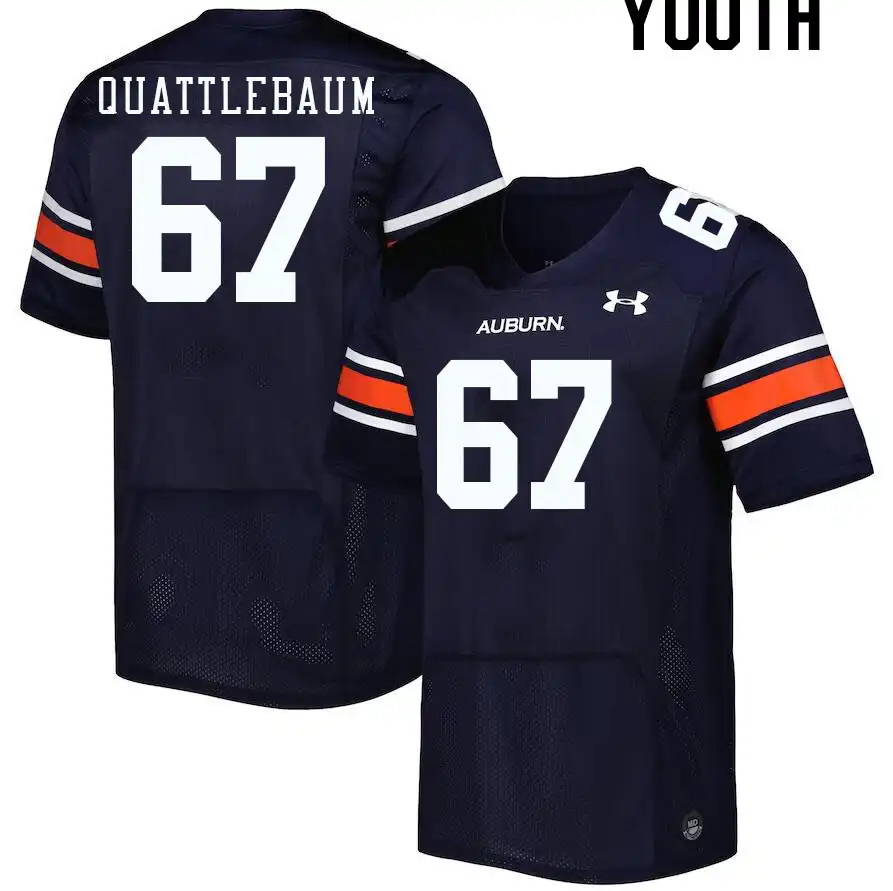 Auburn Tigers Jacob Quattlebaum Youth #67 Navy Stitched College Football Jersey