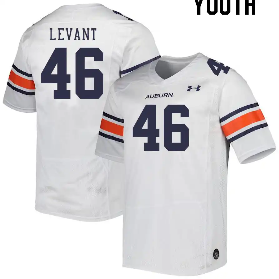 Auburn Tigers Jake Levant Youth #46 White Stitched College Football Jersey