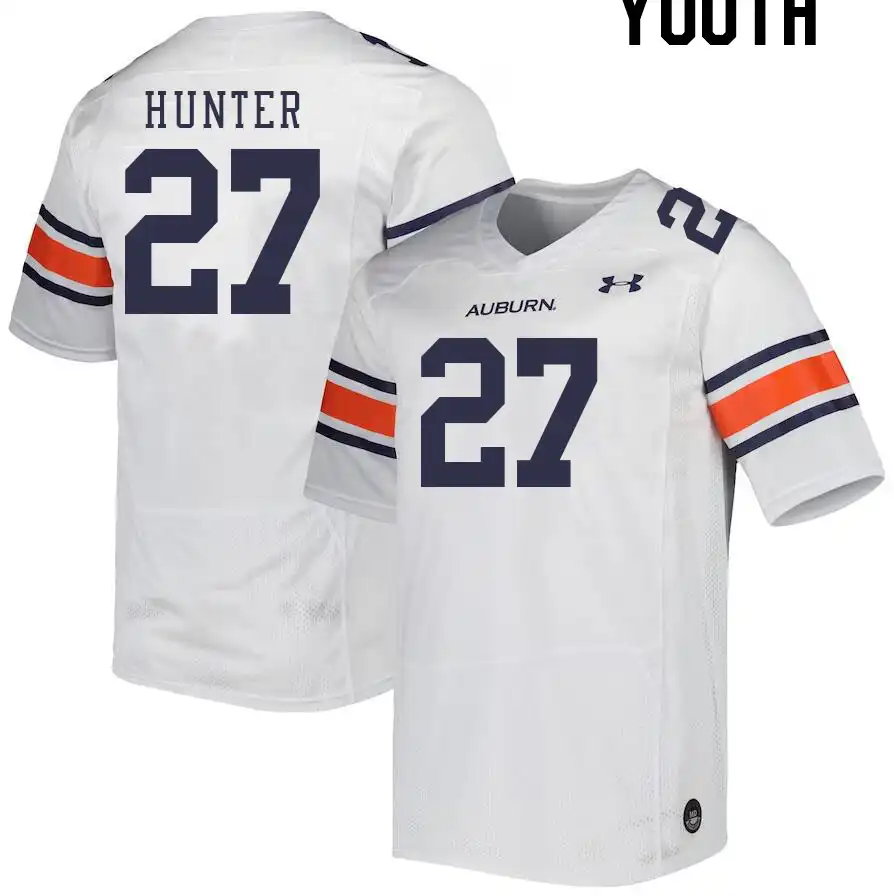 Auburn Tigers Jarquez Hunter Youth #27 White Stitched College Football Jersey