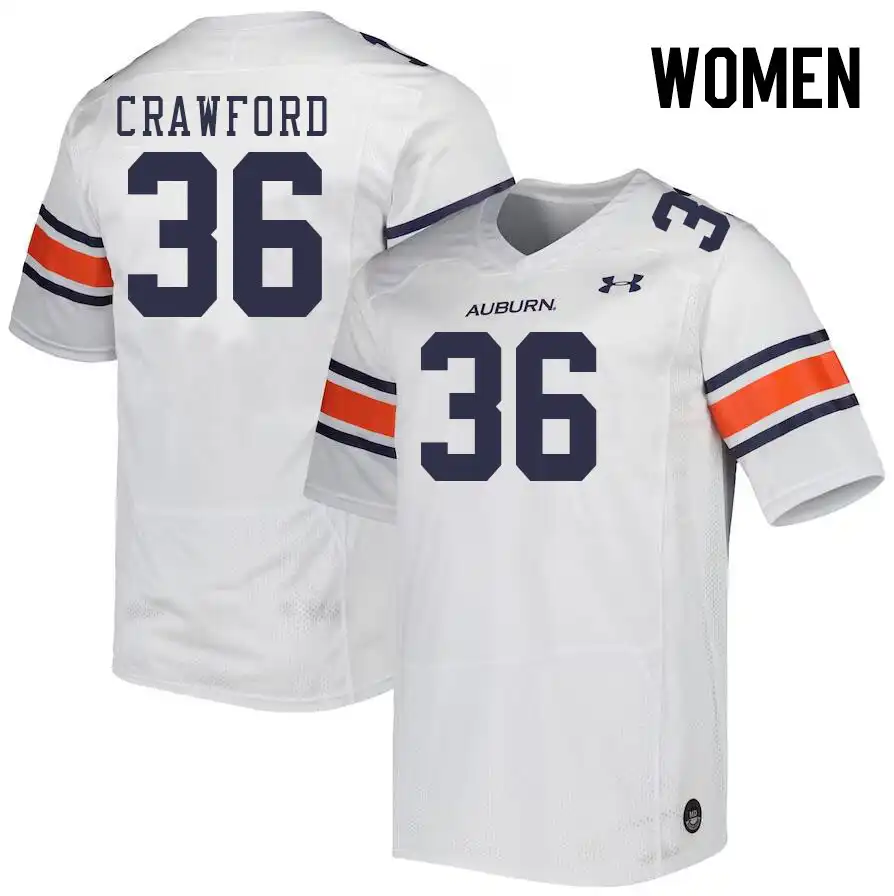 Auburn Tigers Jay Crawford Women's #36 White Stitched College Football Jersey