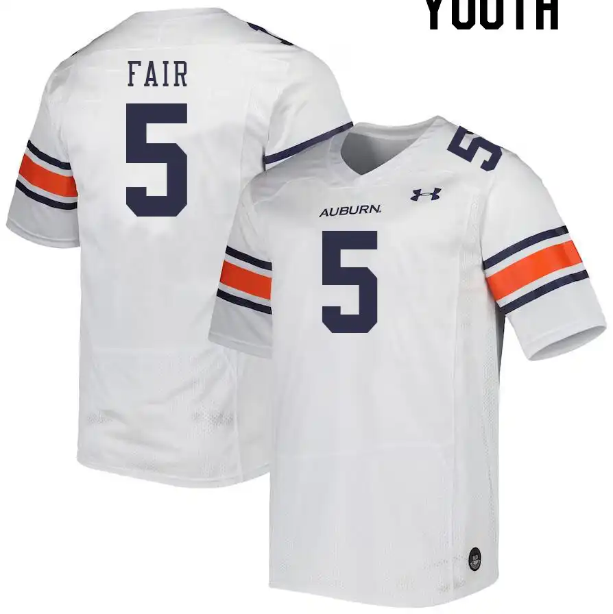 Auburn Tigers Jay Fair Youth #5 White Stitched College Football Jersey