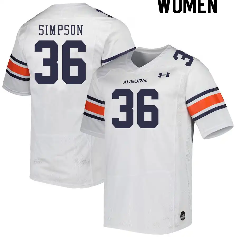 Auburn Tigers Jaylin Simpson Women's #36 White Stitched College Football Jersey