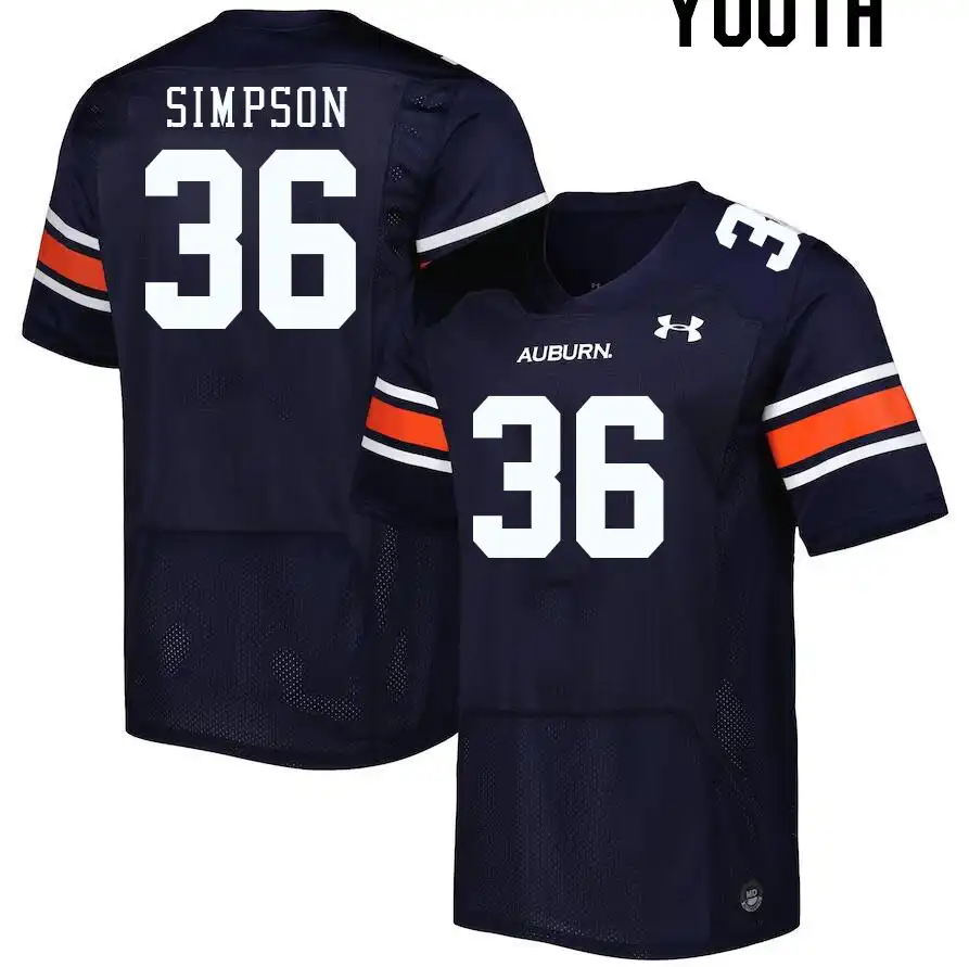 Auburn Tigers Jaylin Simpson Youth #36 Navy Stitched College Football Jersey