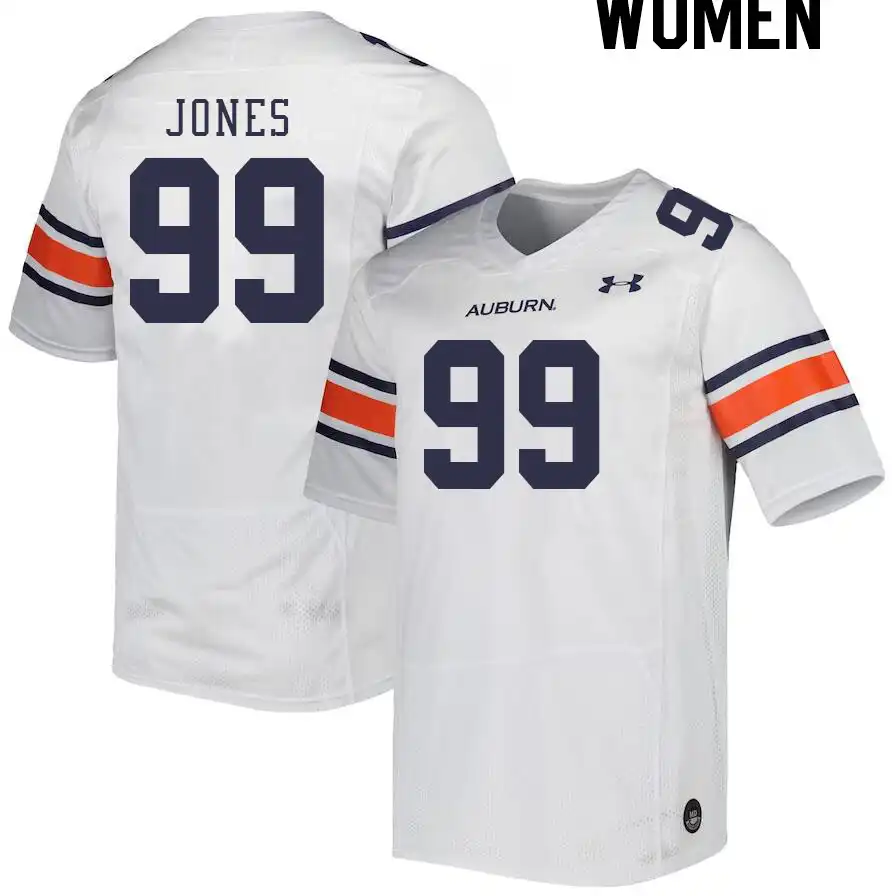 Auburn Tigers Jayson Jones Women's #99 White Stitched College Football Jersey