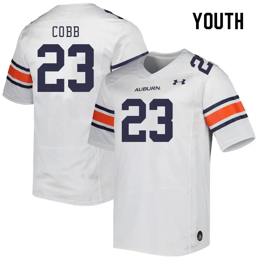 Auburn Tigers Jeremiah Cobb Youth #23 White Stitched College Football Jersey