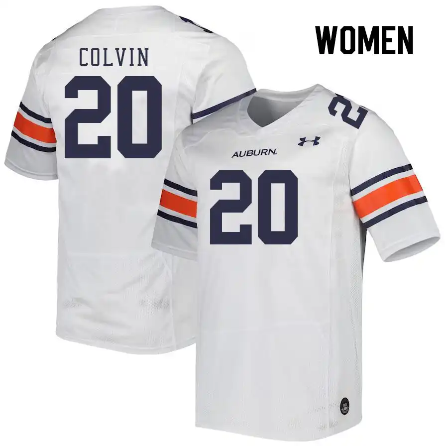 Auburn Tigers John Colvin Women's #20 White Stitched College Football Jersey