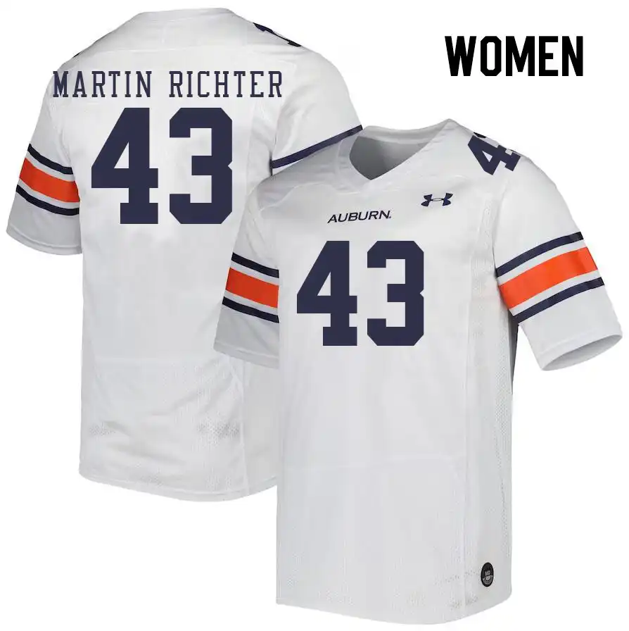 Auburn Tigers John Martin Richter Women's #43 White Stitched College Football Jersey