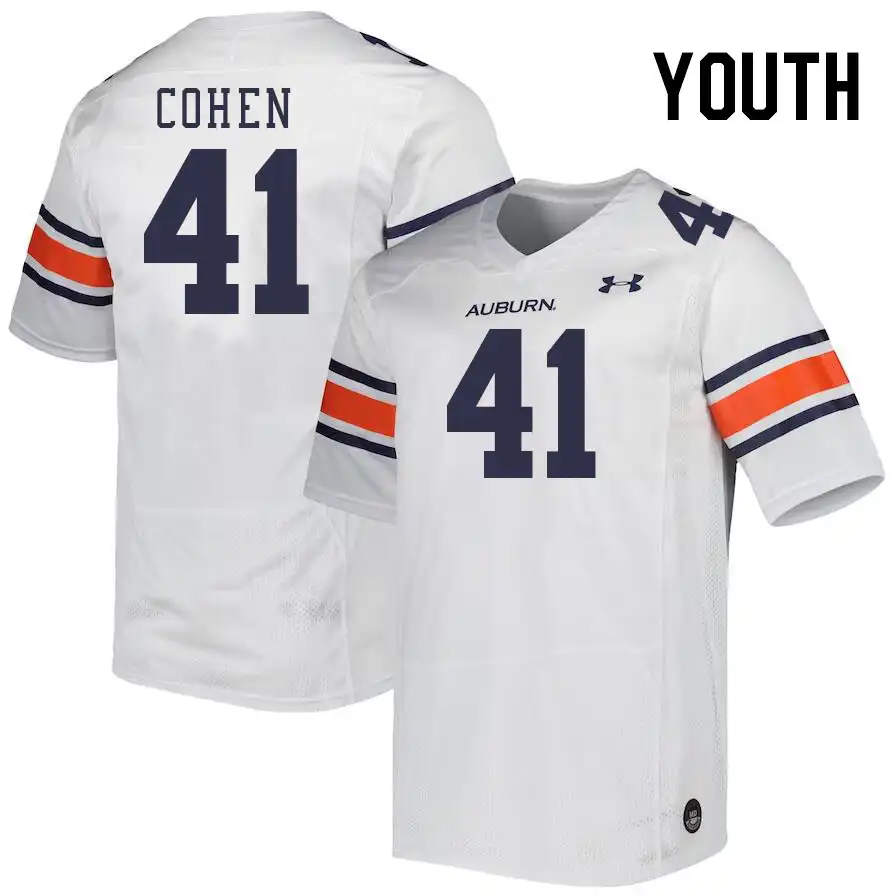 Auburn Tigers Josh Cohen Youth #41 White Stitched College Football Jersey