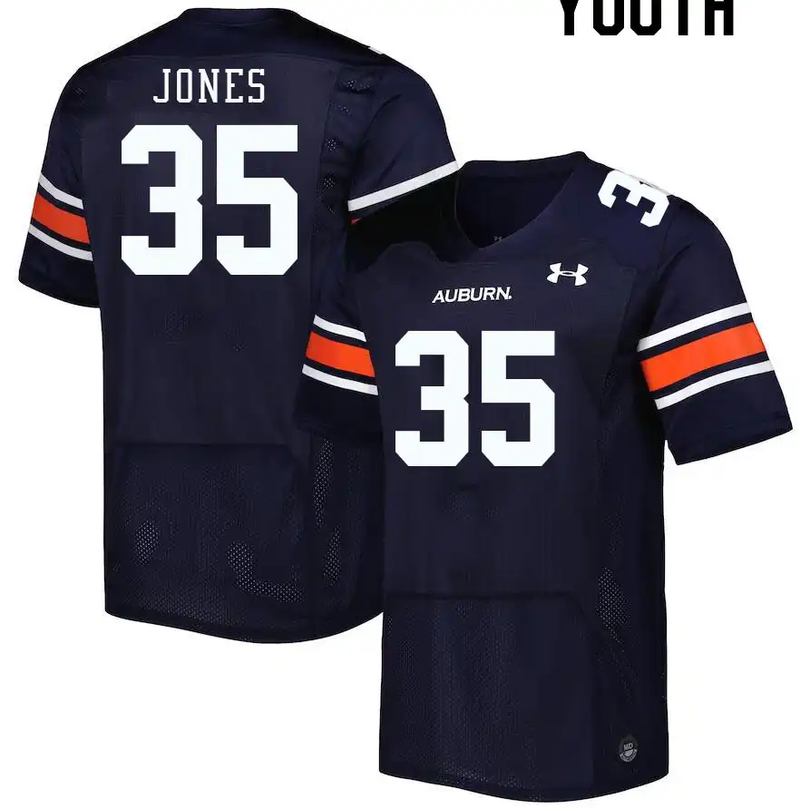 Auburn Tigers Justin Jones Youth #35 Navy Stitched College Football Jersey