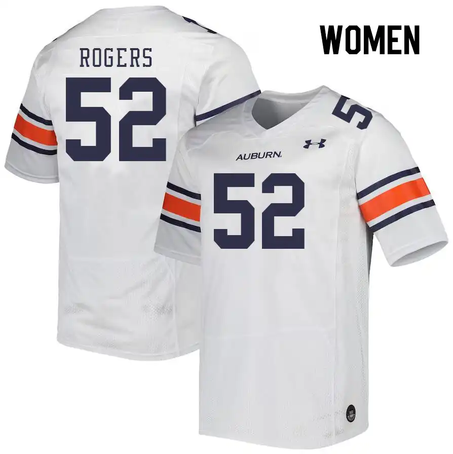 Auburn Tigers Justin Rogers Women's #52 White Stitched College Football Jersey