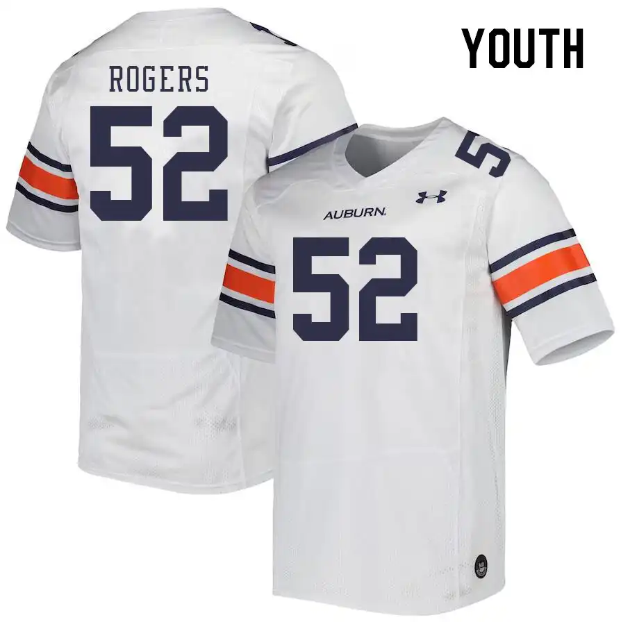 Auburn Tigers Justin Rogers Youth #52 White Stitched College Football Jersey